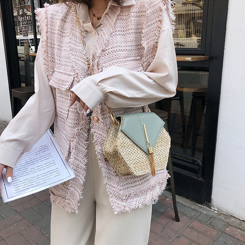 DIGERUI модная шестиугольная многослойная стильная соломенная + полиуретановая