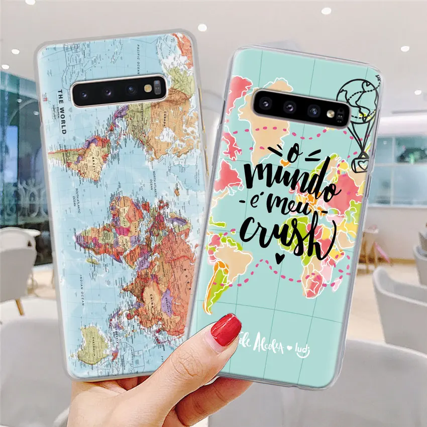 Карта мира чехол для телефона для samsung Galaxy S10e S10 плюс S7 S8 S9 Plus, Note 8, 9, 10, плюс S10 5G M20 M30 жесткий чехол Coque
