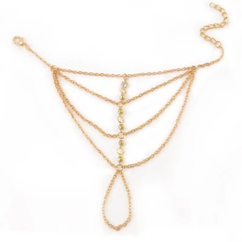 Multi Chain Punk Harness Gold Slave Hand Finger Bracelets &amp Bangles Tassel Bracelet | Украшения и аксессуары