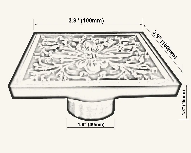 Античная латунь винтажная резная решетка с цветочным узором слив для ванной и