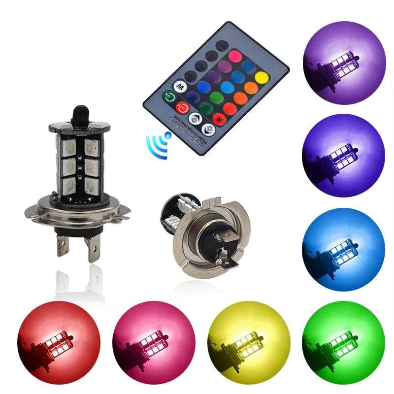 Светодиодный прожектор SKYJOYCE H1 H3 H4 H7 H8/H11 9005/HB3 9006/HB4 RGB с пультом дистанционного
