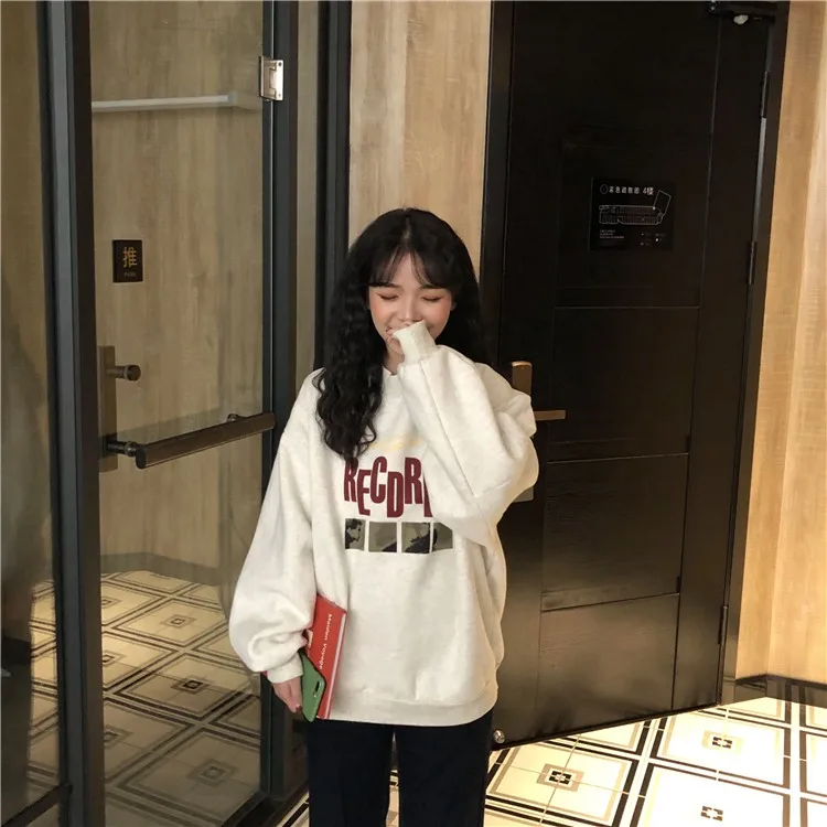 YouGeMan осень зима Женская толстовка, пуловер, Свитшот корейский Ulzzang Harajuku с длинным рукавом Толстовка Женская флисовая толстовка