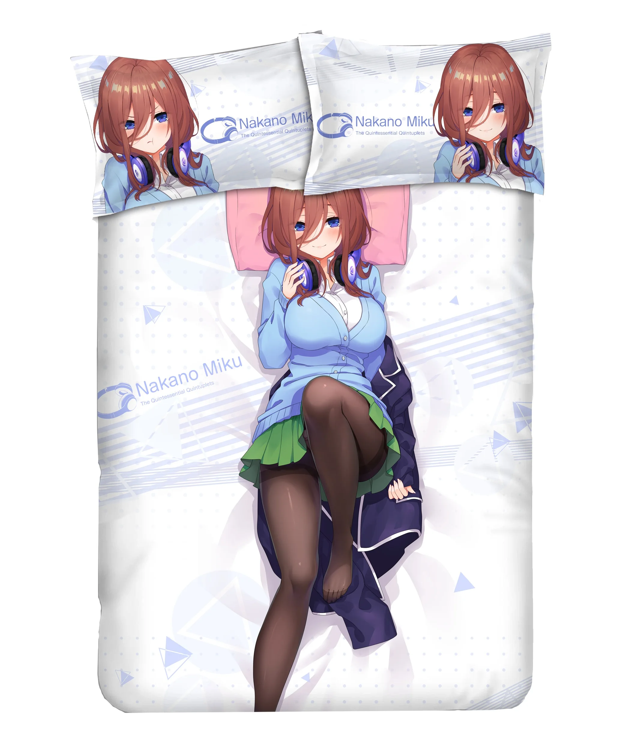 

AnimeThe Quintessential Quintuplets Nakano Miku Bed Sheet or Duvet Cover with Two Pillow cases Bedding Linen otaku bedding set