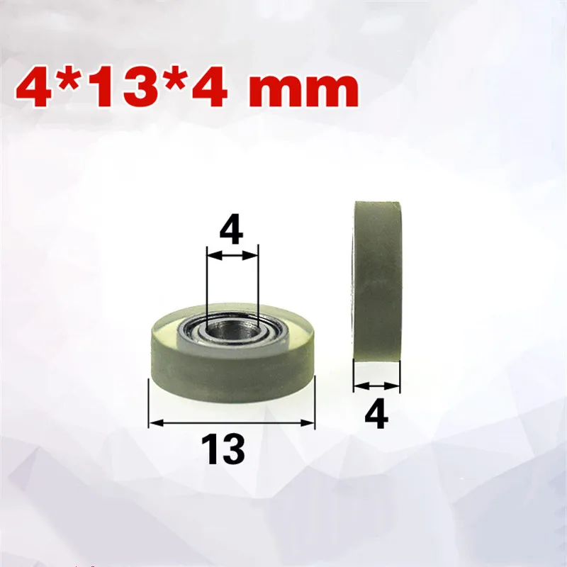 [PU0413-4] 10 шт. ПУ полиуретановое шарикоподшипник ТПУ резиновое мягкое колесо шарикоподшипника сумки колеса 4*13*4 мм