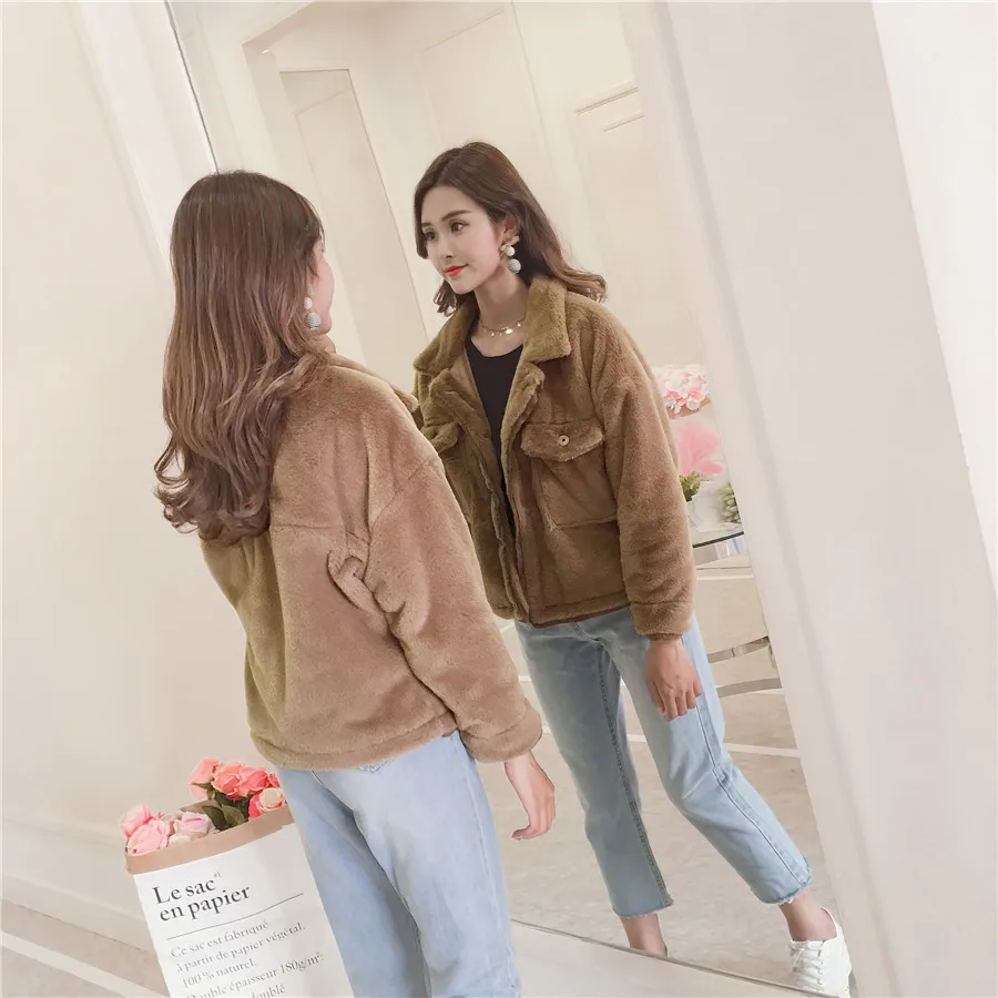 Элегантное розовое лохматое женское теплое пальто из искусственного меха модная