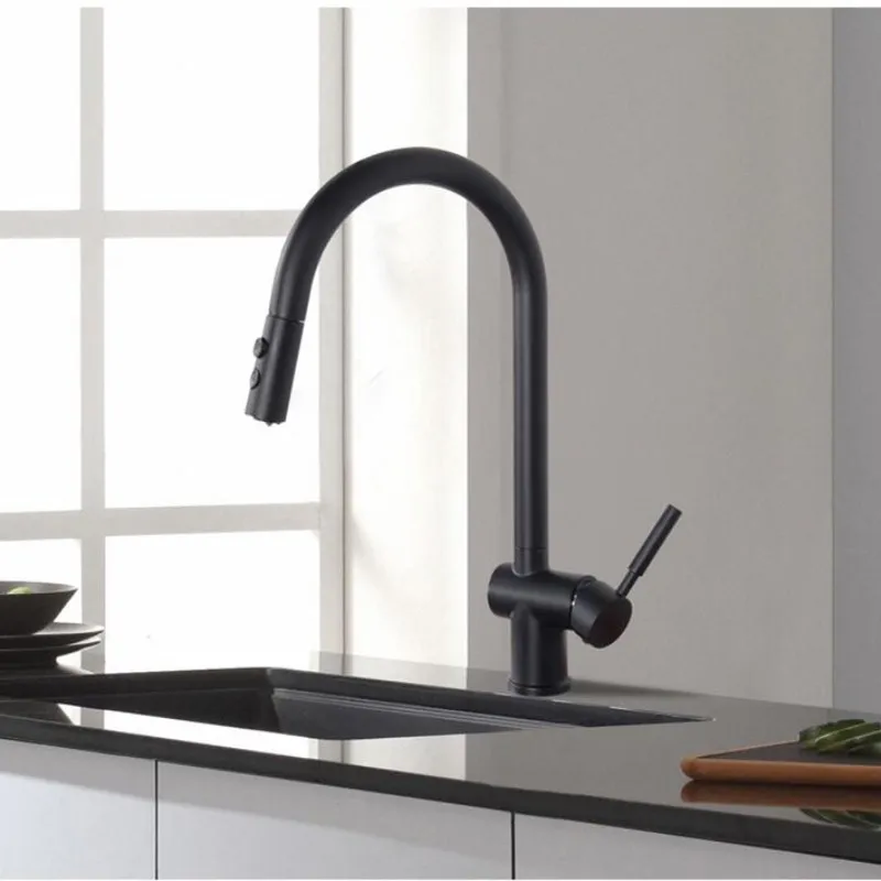 Newly Arrived Pull Out Kitchen Faucet black Sink Mixer Tap 360 degree rotation kitchen mixer taps | Обустройство дома