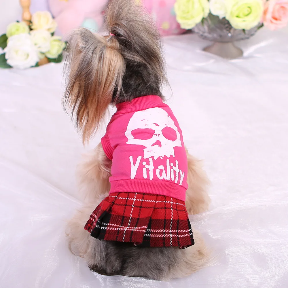 Прохладный череп плед собака щенок платье маленькая домашняя кошка юбки