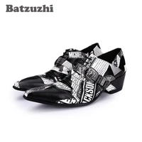 batzuzhi 6 5cm mens shoes high heels personality paper pattern leather shoes men oxford pointed toe zapatos oxford hombre 38 46