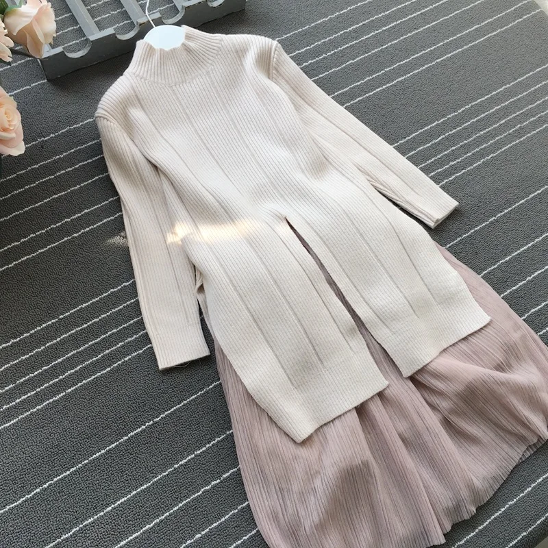 apricot tops skirt Свитер для маленьких девочек Детский свитер г. Осенние детские топы и юбка комплект детской одежды, милая вязаная одежда для малышей#3725 - Цвет: apricot tops skirt