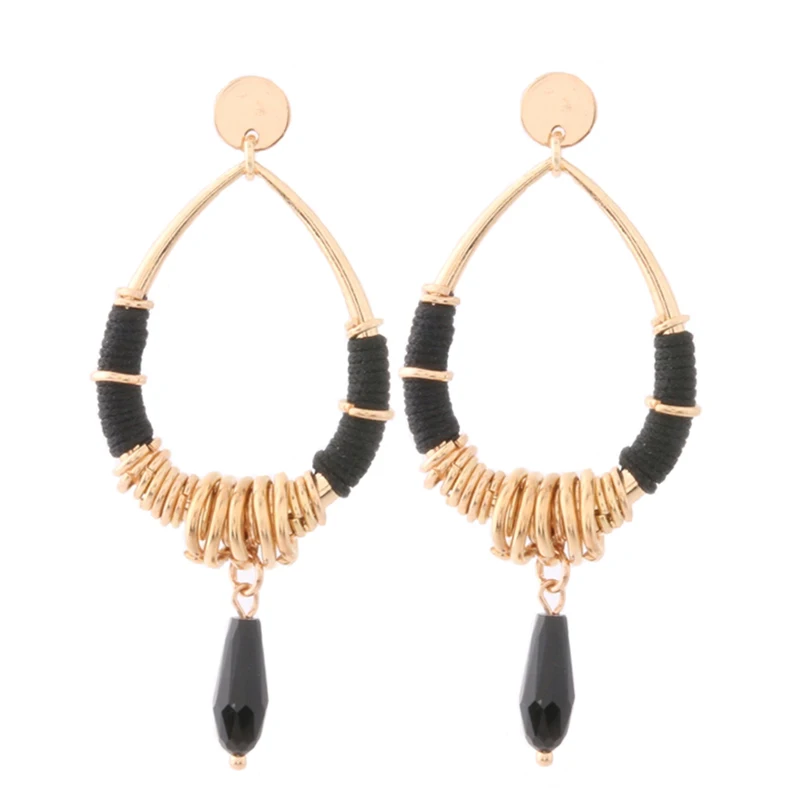 Богемные металлические большие серьги NeeFu WoFu сверкающие стеклянные большая