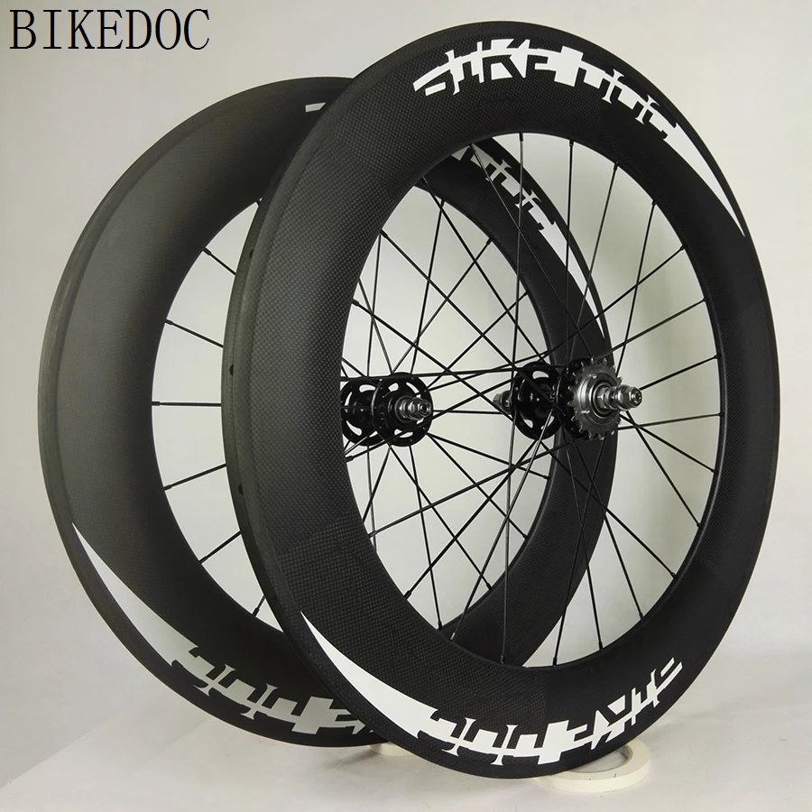 BIKEDOC 700C карбоновые колеса 88 мм фиксированные Шестерни колеса трубчатая труба из углеродистого волокна 3 K углеродный след колеса Быстрая колеса штырь