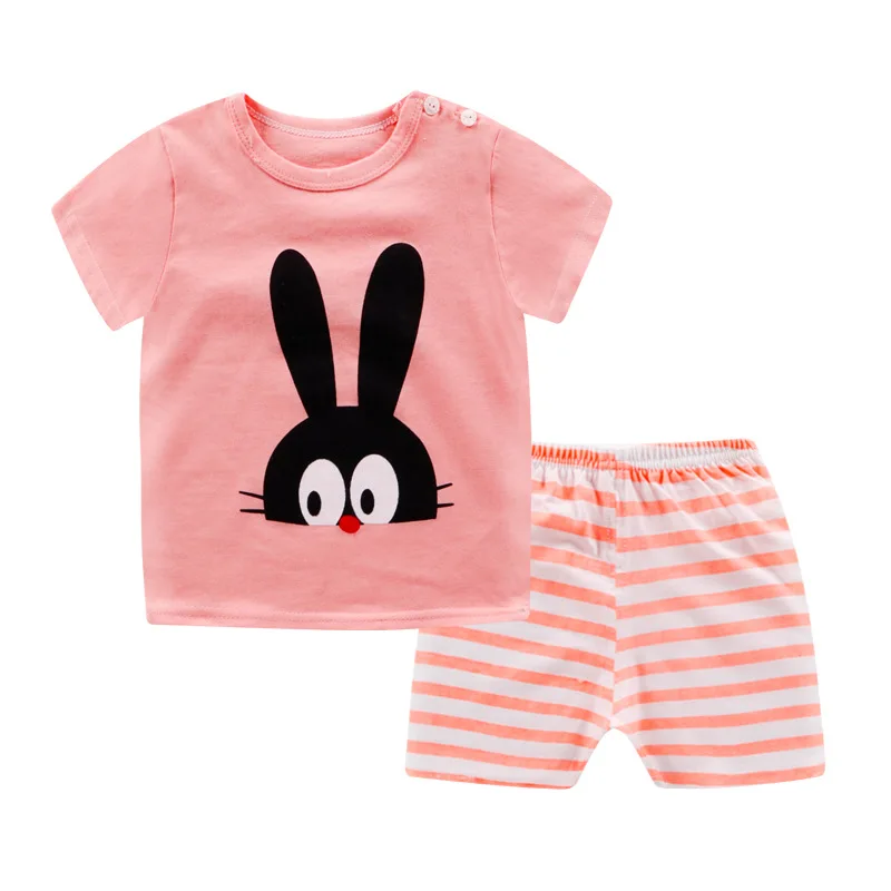 Lovely Rabbit Cartoon Baby Boy Clothing Outfits 2019 Summer Fashion Girl Sets | Детская одежда и обувь