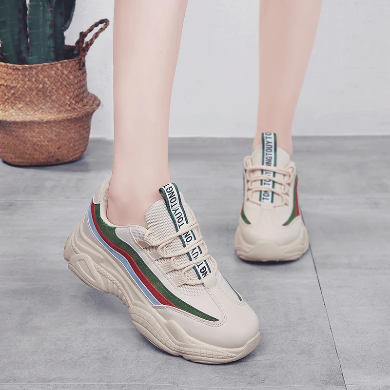 Athletic Running Shoes for Women New Height Increase Sneakers Platform Comfortable Lace-Up Woman zapatos de mujer | Спорт и