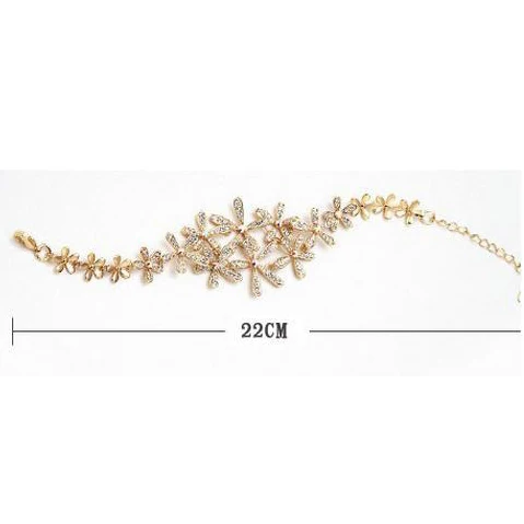 Женский браслет с цветами золотой серебристый | Украшения и аксессуары