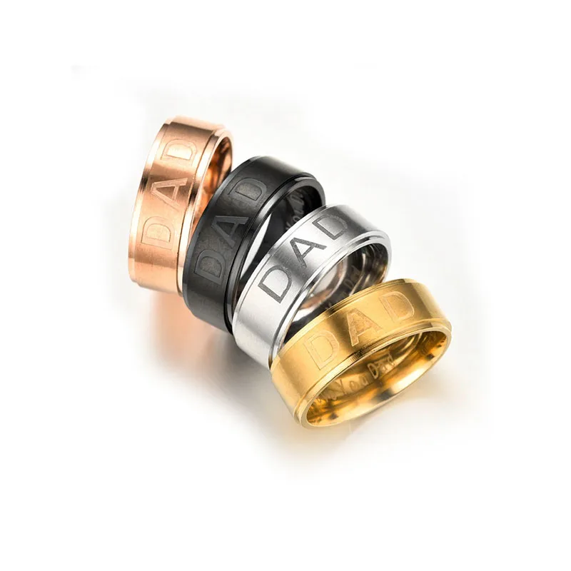 DIY Jewelry 4 Colors Stainless Steel Engraved Ring I Love You Dad Rings for Men Birthday Christmas Father's Day anillos | Украшения и