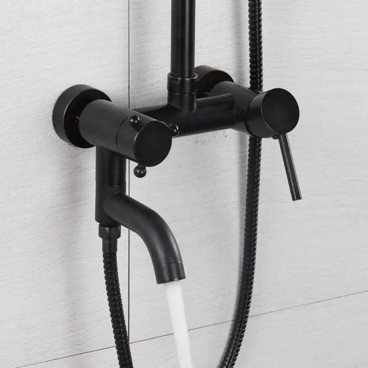 Латунный настенный смеситель с черной отделкой набор для душа Водопад Красивые
