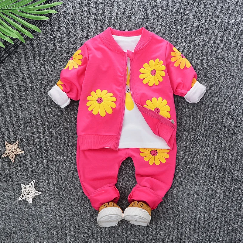 Осенняя модная одежда для девочек куртка с улыбающимся лицом малышей футболка и