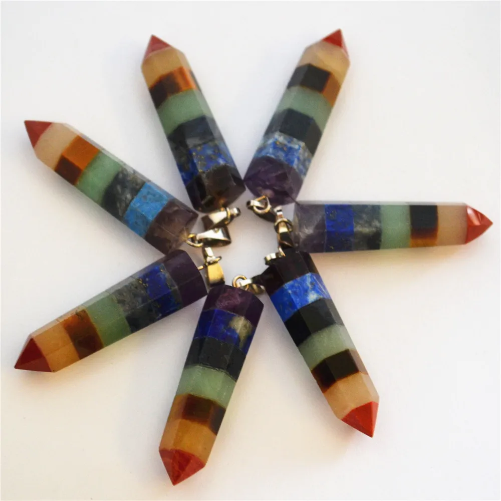 Ожерелье женское с шестигранной призмой натуральная Радужная 7 Чакра 35 мм