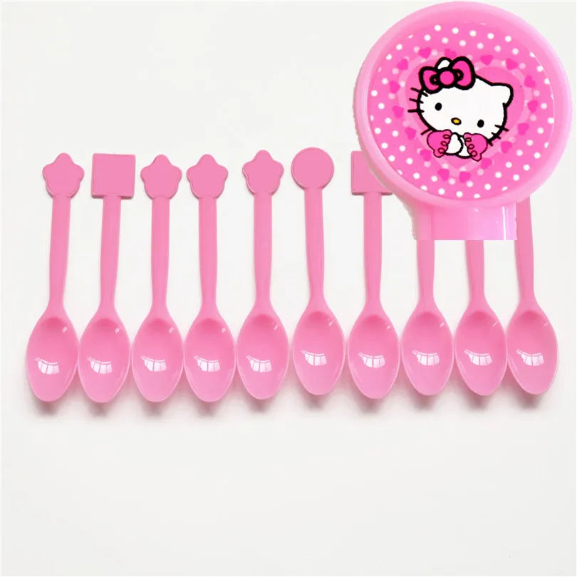 Hello kitty/Детский комплект для украшения вечеринки на день рождения, вечерние принадлежности для дня рождения, вечерние принадлежности, AW-1666 - Цвет: Spoon  10pcs