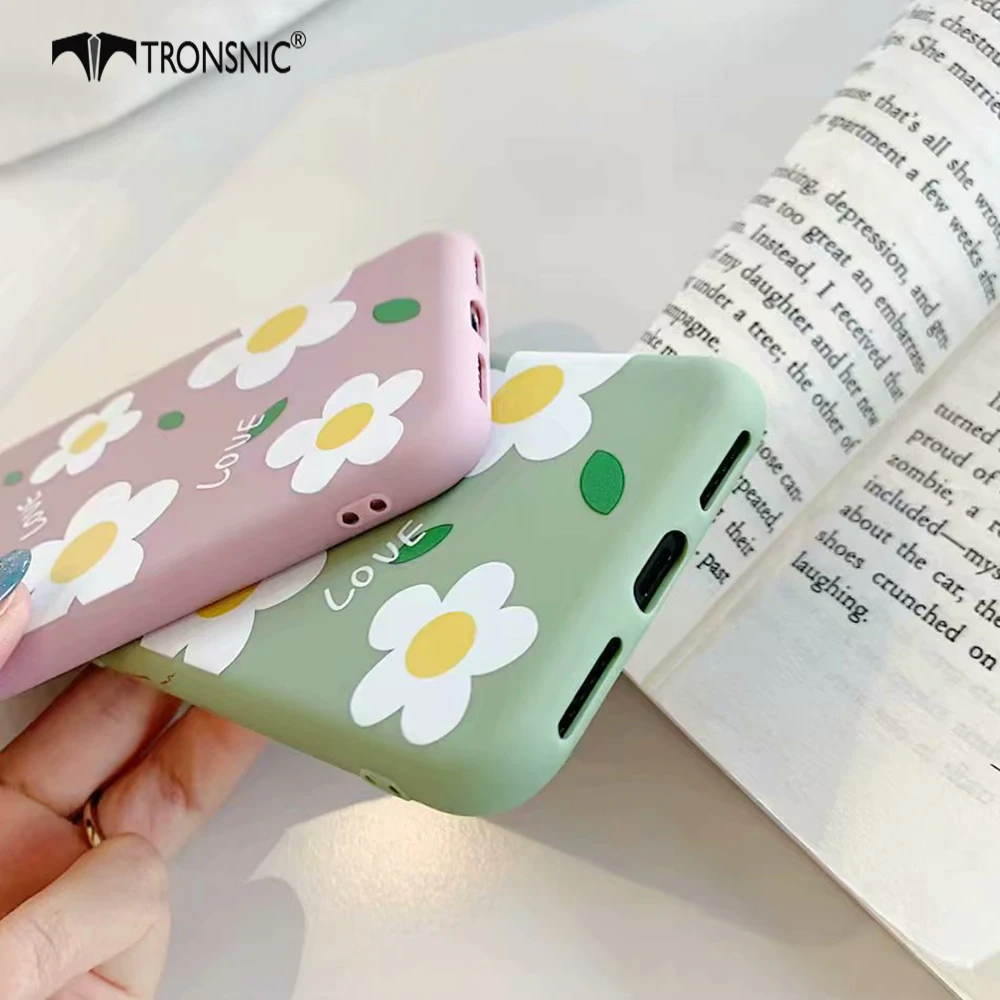 Силиконовый чехол TRONSNIC с цветами для iPhone X XS MAX XR мягкий зеленого и розового цвета
