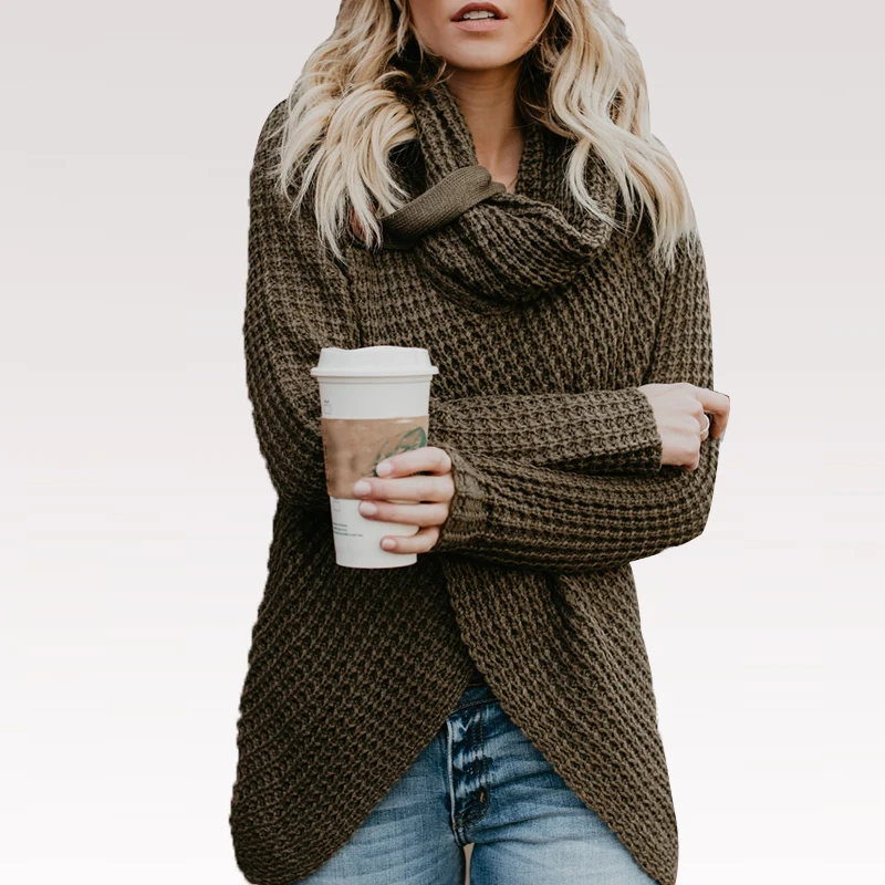 Кардиган TEXIWAE Женский вязаный повседневный Свободный Асимметричный свитер на