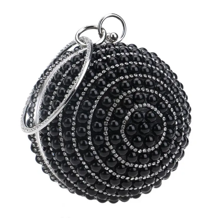 YM1060black SEKUSA женские вечерние сумки с жемчугом и бусинами, клатчи ручной работы, свадебные сумки бежевого, черного цвета, гарантия качества - Цвет: YM1060black