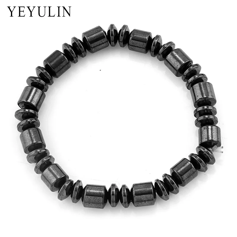 5 шт./лот натуральный черный камень гематит магнетит браслет круглая трубка форма