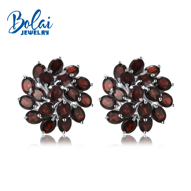Bolaijewelry новая Цветочная форма genniue garnet застежка серьги 925 стерлингового серебра
