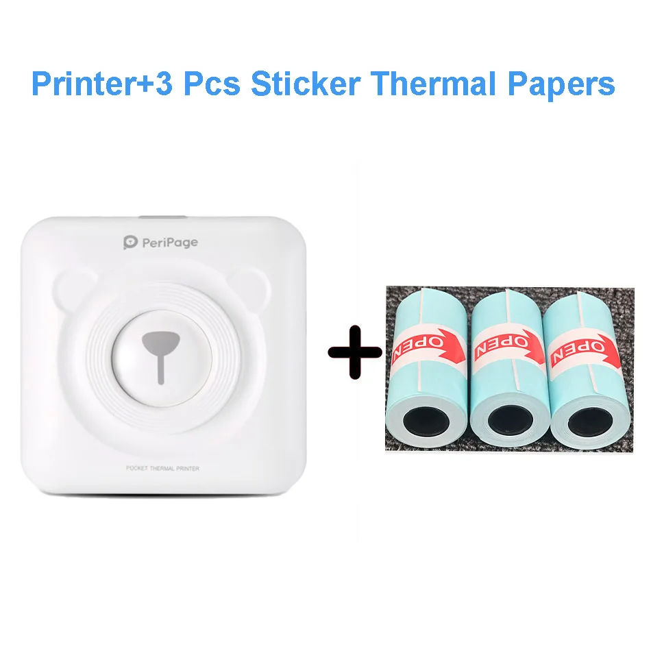 A6 3 Rolls Paper PeriPage Мини Портативный Bluetooth фотопринтер Карманный Термопринтер для мобильного телефона Android iOS Windows - Цвет: A6 3 Rolls Paper