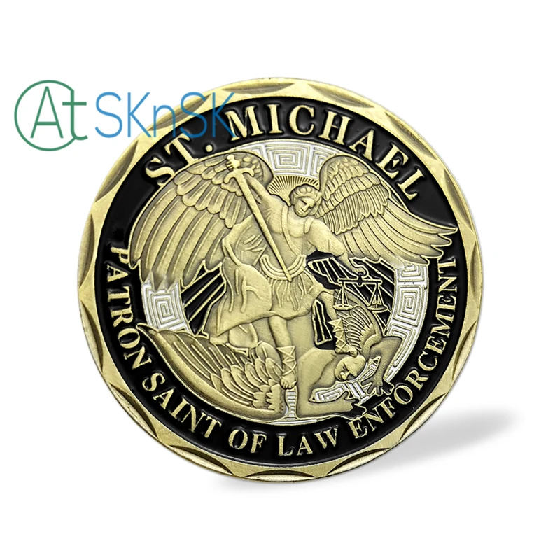 Акция полицейский святость Святого Майкла покровитель полиции монеты 3D