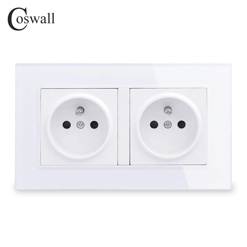 Coswall черный 16A двойной французский ногтей настенная розетка с украшением в виде