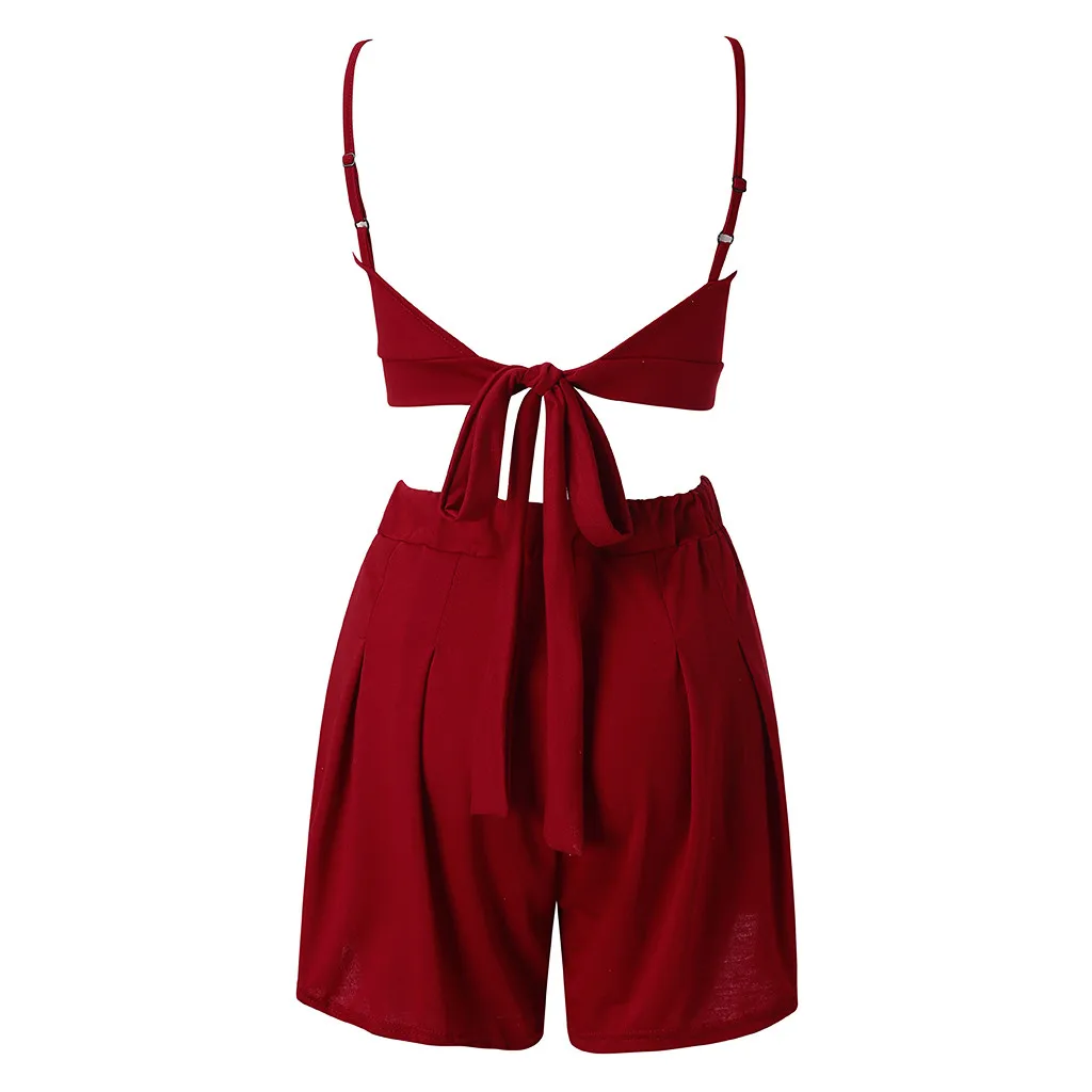 Сексуальный комплект из двух предметов женский укороченный топ без рукавов на