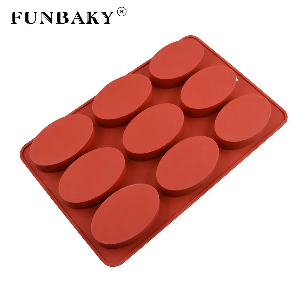 FUNBAKY 9 полости 3D овальной формы силиконовая форма для мыла самостоятельного