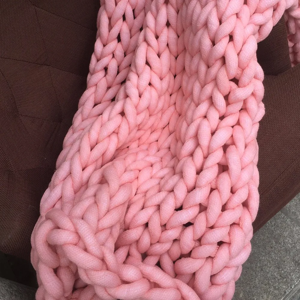 Популярное толстое одеяло из ниток зимнее теплое домашнее Европейское вязаное