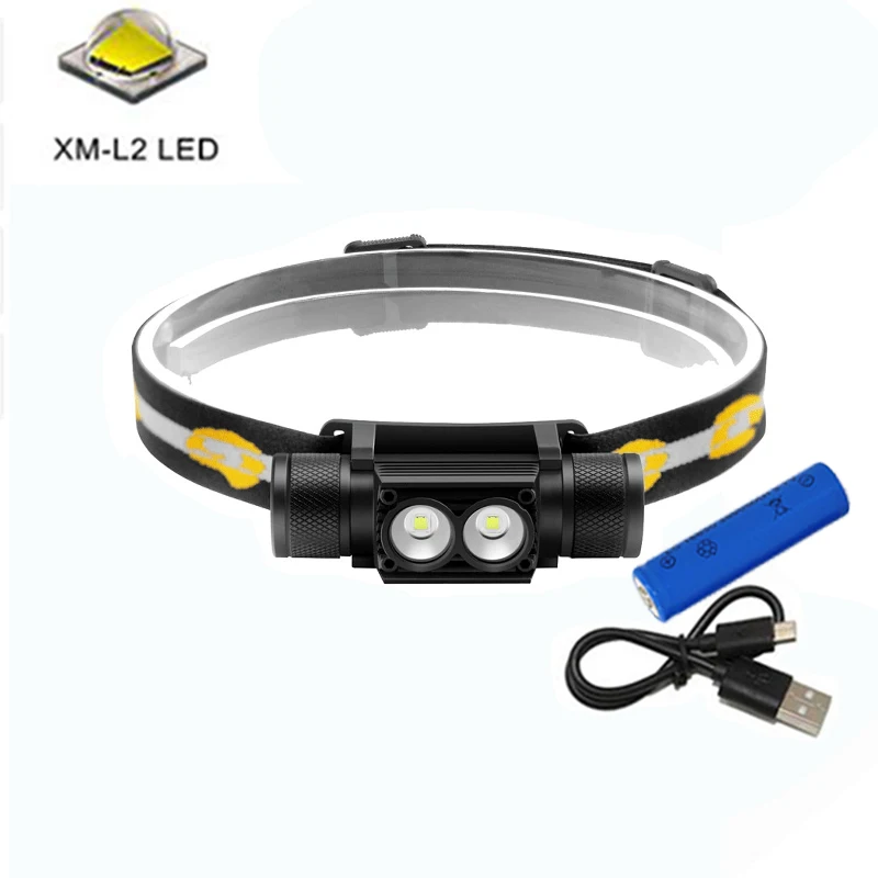 Фонарь налобный светодиодный с питанием от USB 2000 лм 2 шт.|Налобные LED-фонари| |