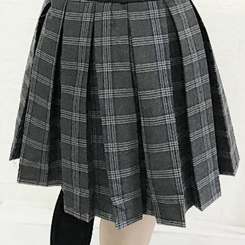 Skirt Харадзюку, панк стиль, клетчатые нестандартные юбки, женские асимметричные юбки с высокой талией, плиссированные юбки в готическом стиле для девочек, модные юбки - Цвет: Skirt