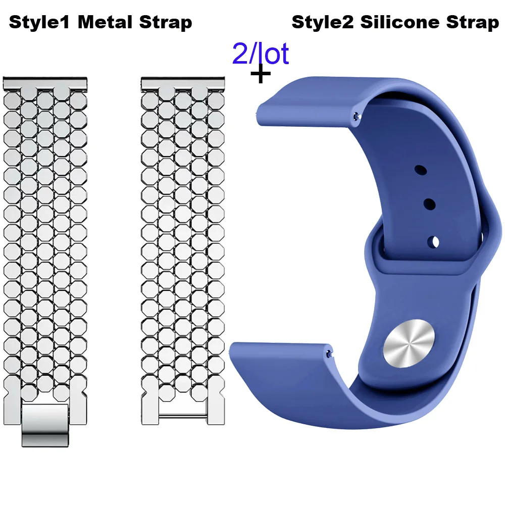 22 мм Браслет Для Xiaomi Amazfit Pace Stratos 2 ремешок для часов Amazfit GTR 47 мм браслет из нержавеющей стали для samsung gear S3 - Цвет: Silver-Blue