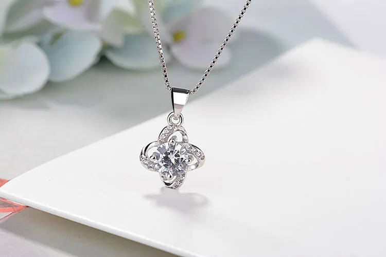 Bijoux(украшения своими руками) наборы свадебных ювелирных изделий 925 пробы серебро длинное крупное Клевер колье циркония серьги для Для женщин подарок