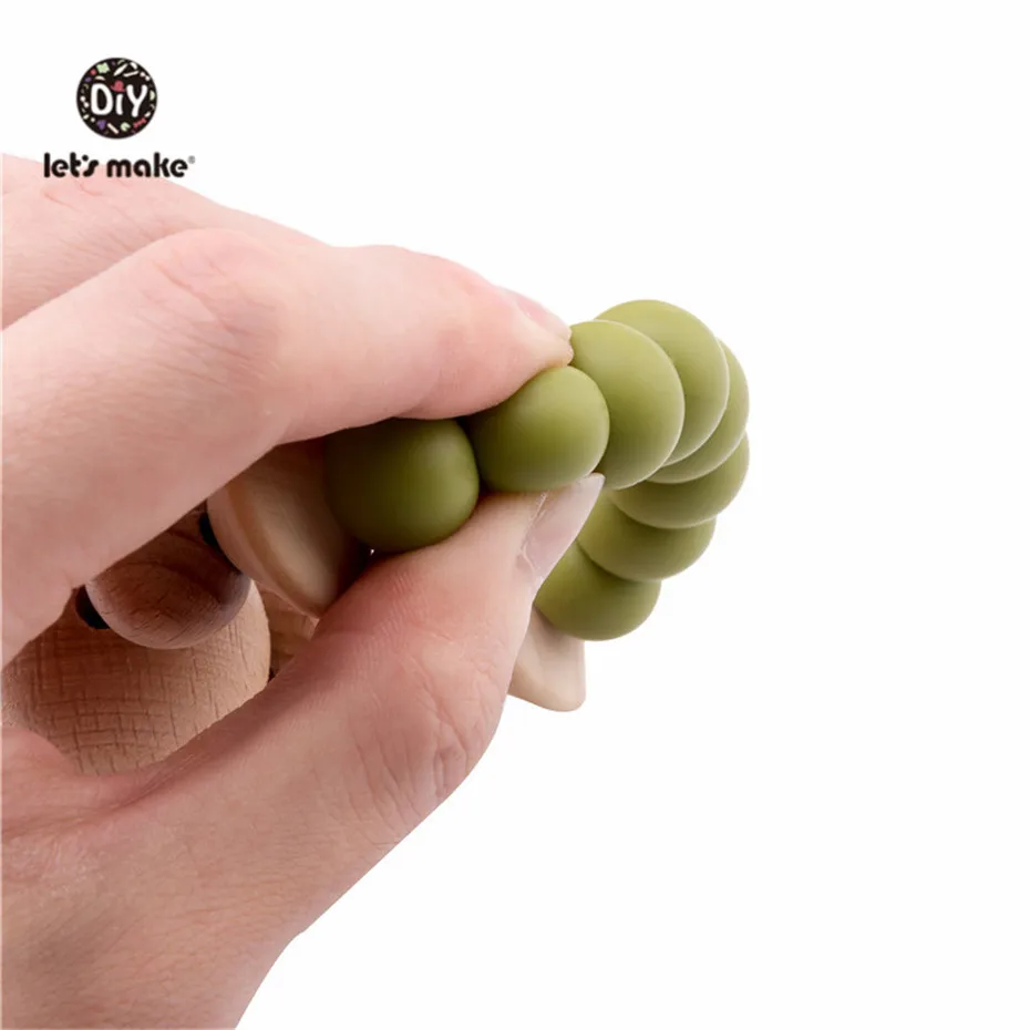 Let's Make 1pc Baby Rattles Wooden Teething Toys Nursing Accessories Gift Silicone Beads Bracelet Baby Bpa Free Silicone Teether