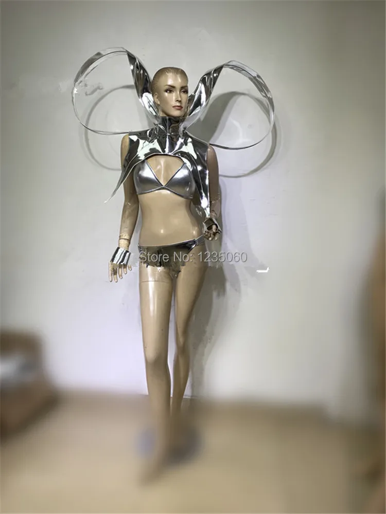 WYY серебро тайские сценические костюмы dj бикини бюстгальтер бальных танцев