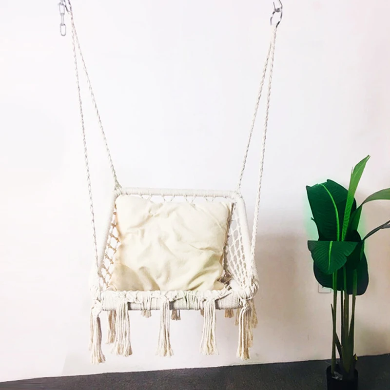 Гамак вязаный макраме подвесное кресло из хлопковой веревки детская игрушка для