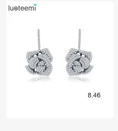 Luoteemi Новинка роскошный большой длинный кулон цветок Висячие серьги с блестящими CZ Brincos Свадебный Для женщин Свадебная вечеринка ювелирные изделия