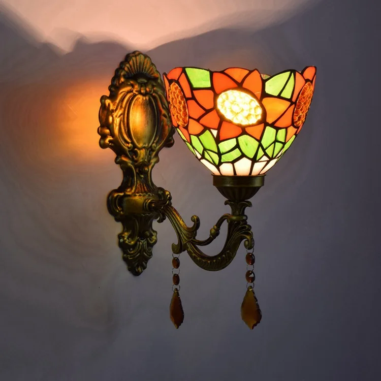 fashion tiffany sunflower Mermaid mirror light fashion rustic wall lamp bed lamps