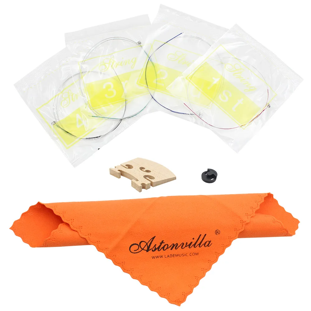 Набор струн для скрипки 4 в 1 резиновое отключение звука кленовый мост 4/4 чистящая