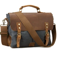 vintage leather canvas men briefcase business bag portfolio men office bag male canvas briefcase attache case document tote