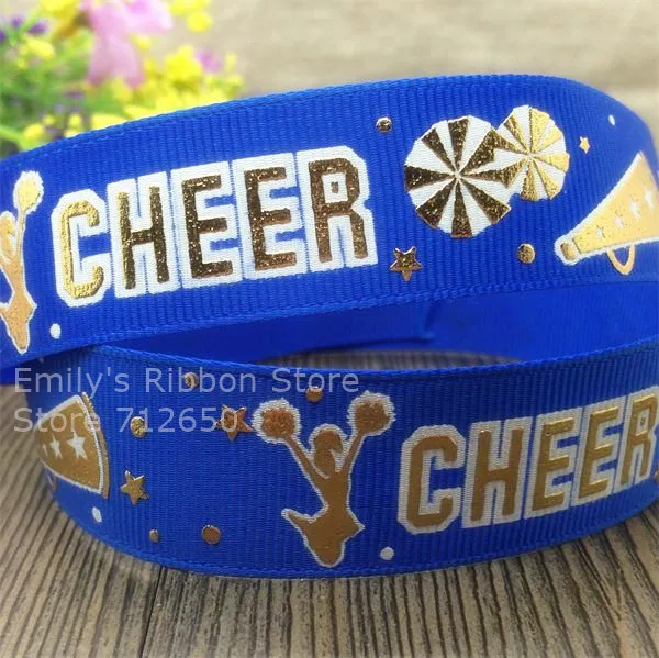 7/8 '✢ мм золото CHEER горячее тиснение и корсажная лента печатные ленты Одежда