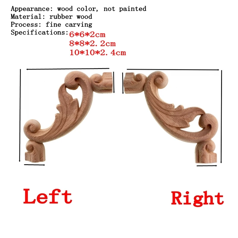 RUNBAZEF винтажная Неокрашенная древесина наклейки с резьбой угловая аппликация