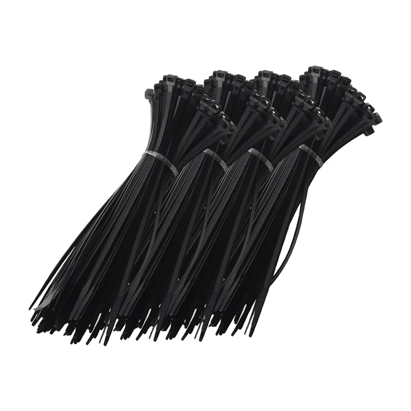 Black Горячая Распродажа, 100 шт., застежка-молния, стяжки, кабельные стяжки, проволочные ремни, пластиковый крючок, самофиксирующийся нейлон, основной цвет: белый, размер: 4X200 мм - Цвет: Black