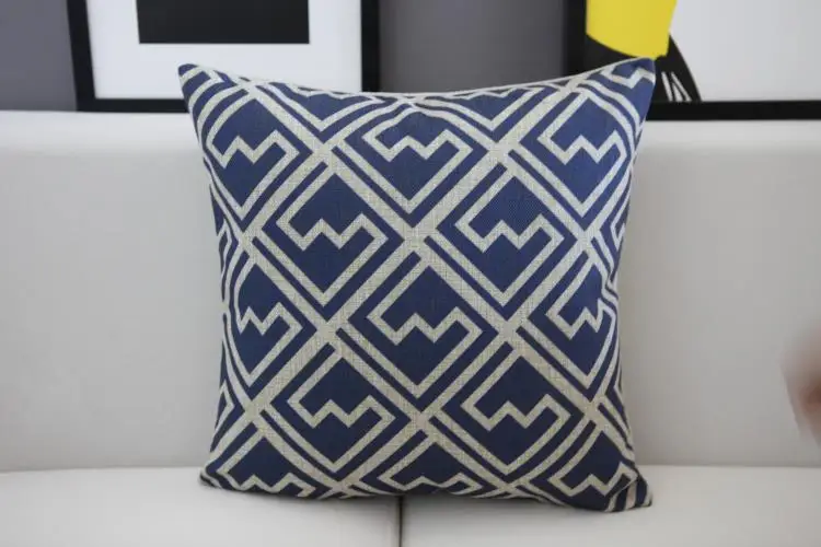 Современная простая синяя Подушка с геометрическим рисунком Джейн подушка