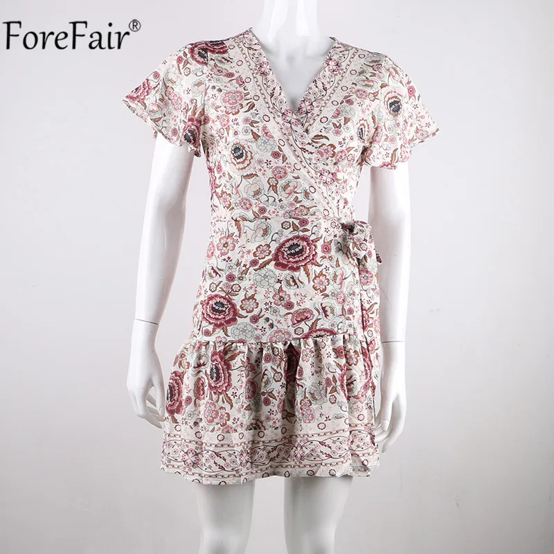 Женское платье с цветочным принтом Forefair винтажное мини-платье А-силуэта в стиле